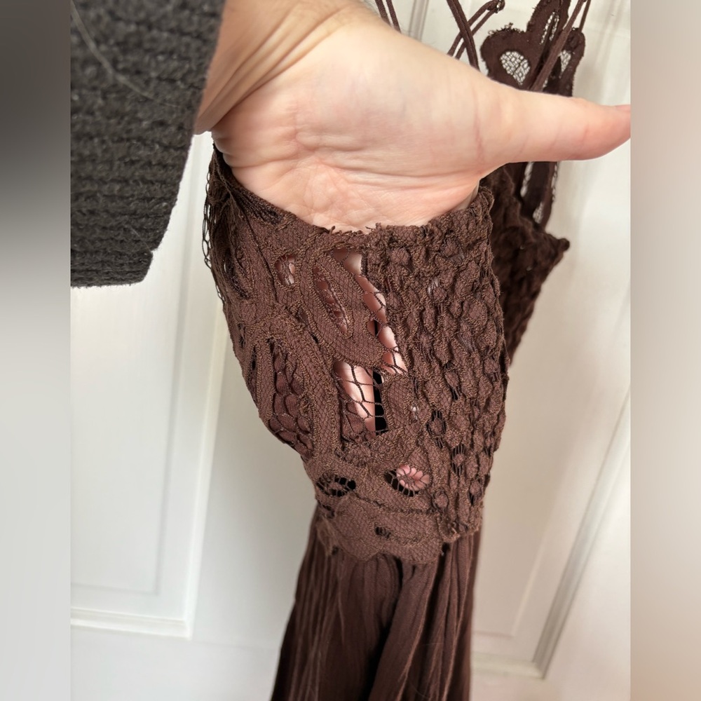 Free People FP One Adella Slip Mini Dress in Brown, Size Medium (M) - Crochet - Picture 7 of 14